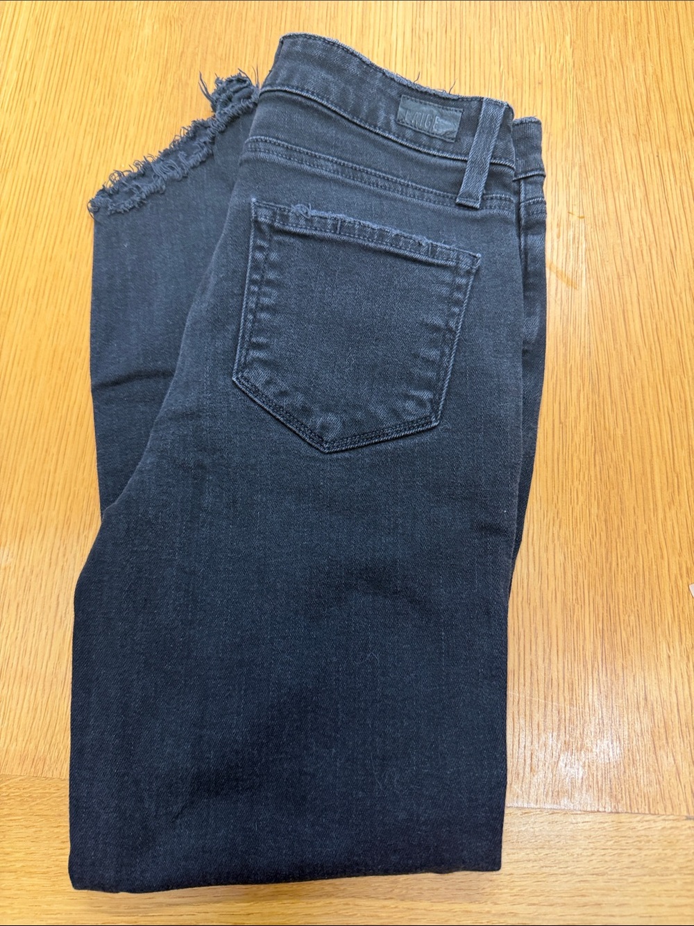 Paige Black Hoxton Crop Frayed Hem Skinny Jeans